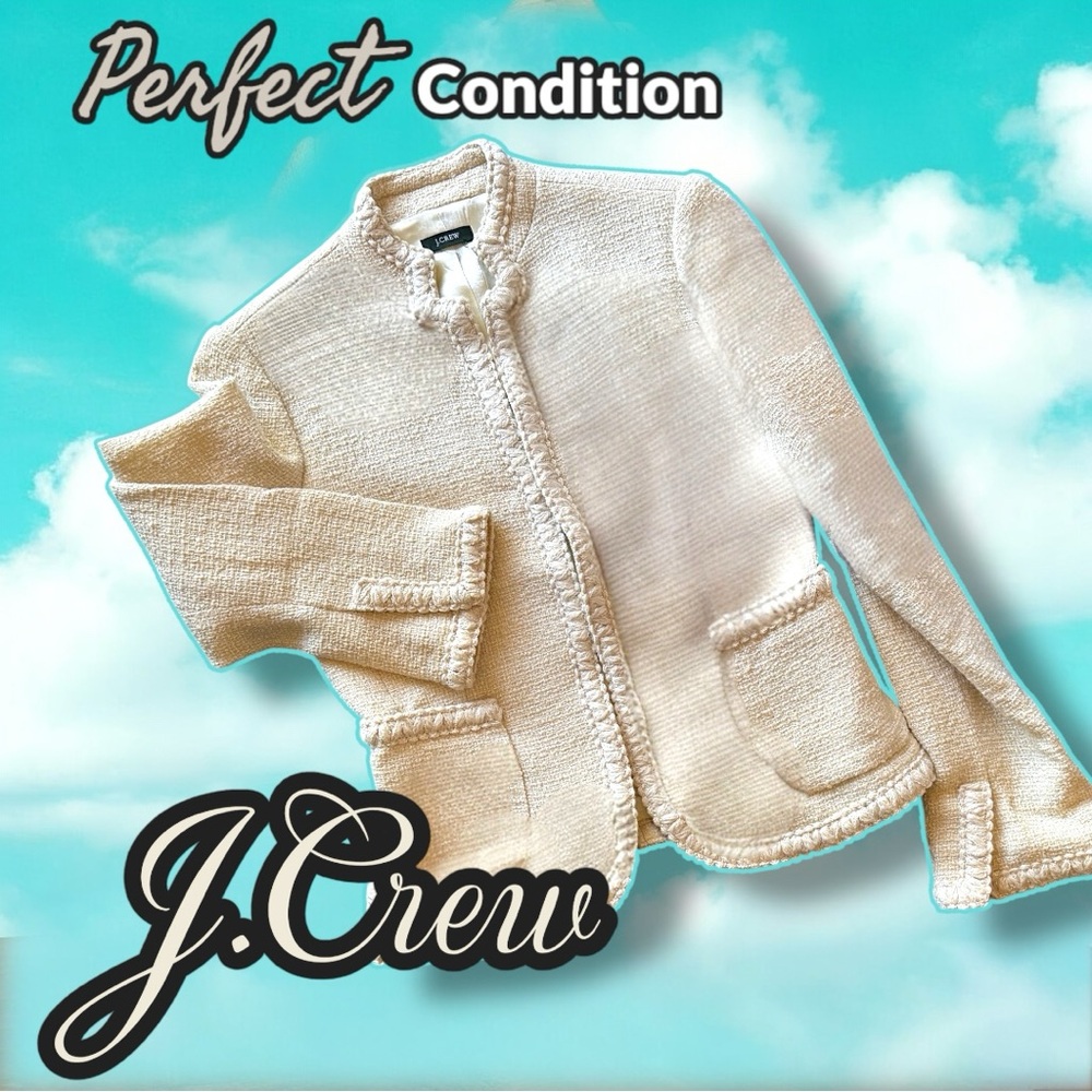Like New 🌸 J.Crew Cream Braided Tweed Blazer, Satin Lining, Office Style - Picture 15 of 17